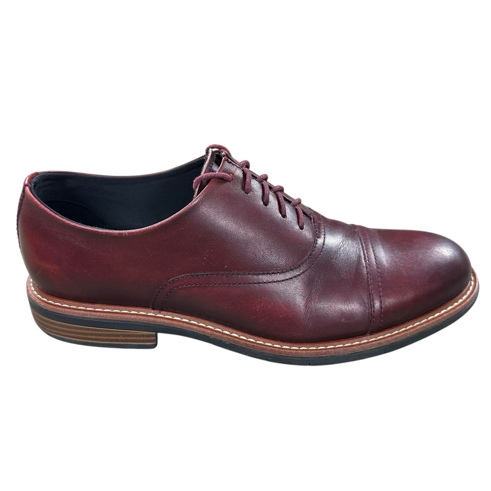 Awearness Kenneth Cole Men's Sz 10 M Cap Toe Red Leather Oxford Shoes Kite Flex‎